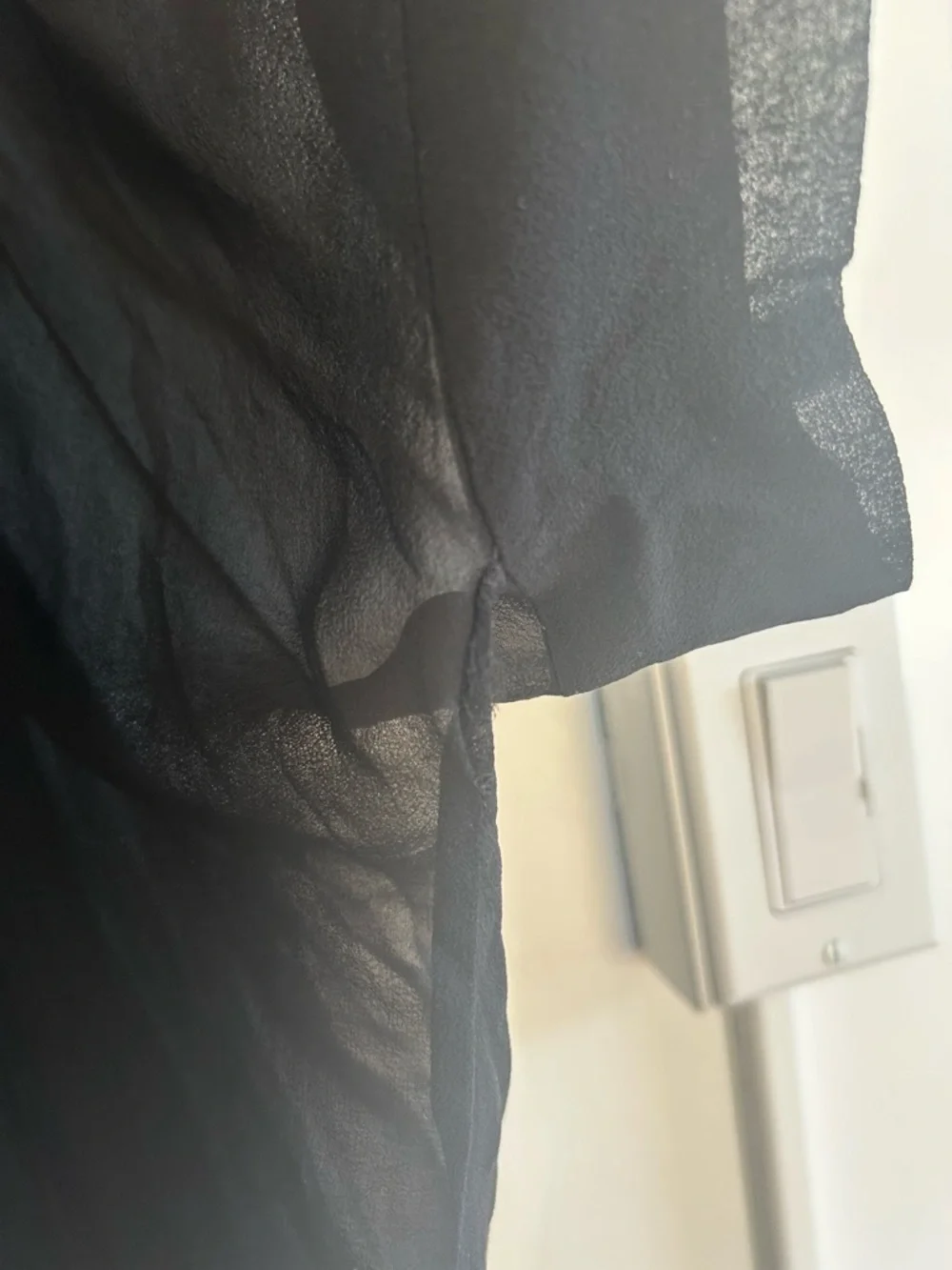 Eileen Fisher Black Sheer V-Neck Tunic Blouse - Picture 2 of 4